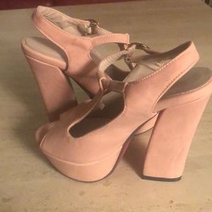 Light pink, sexy, high heeled platforms